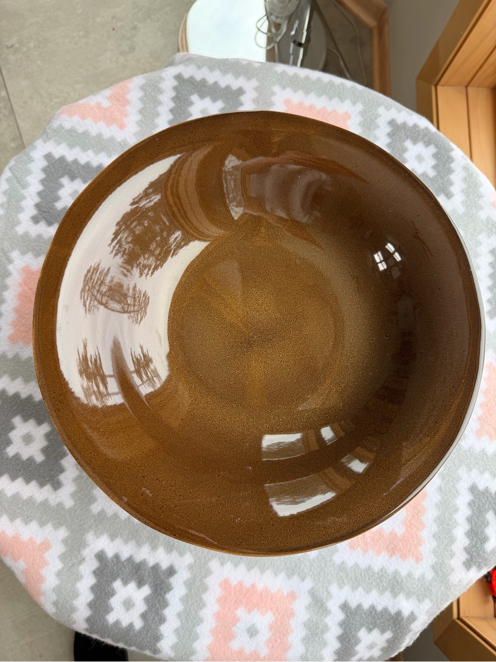 NEW Partylite Sahara Sands Ceramic Pedestal Bowl Dark Green Brown 13” diameter - Picture 2 of 9